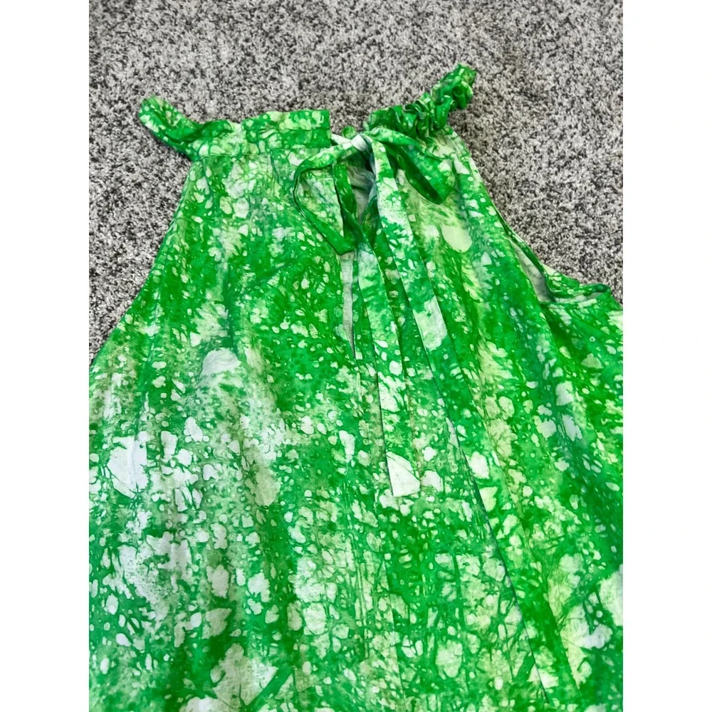 COS Green Abstract Print Sleeveless Tie Back Oversized  Maxi Dress Womens Size 6 - Picture 11 of 12